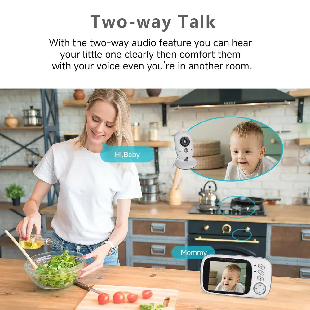 VB603 V2 Video Baby Monitor 2.4G Wireless With 3.2 Inches LCD 2 Way Audio Talk Night Vision Surveillance Security Cam Babysitter