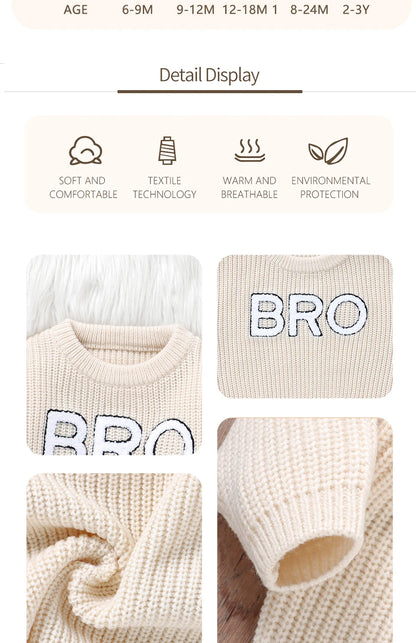 Casual Letter Knitted Baby Boy Sweater