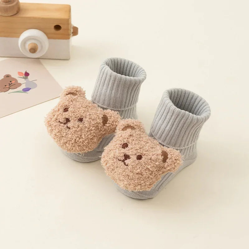 Unisex Cute Cartoon Bear Baby Socks Soft Cotton Anti Slip Soled