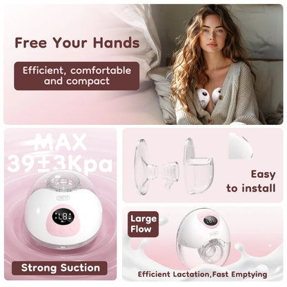 2PCS Wearable Electric Breast Pump 4 Modes 36 Suction Levels Hands Free Breast Pumps Milk Collector with 19/24mm Flange