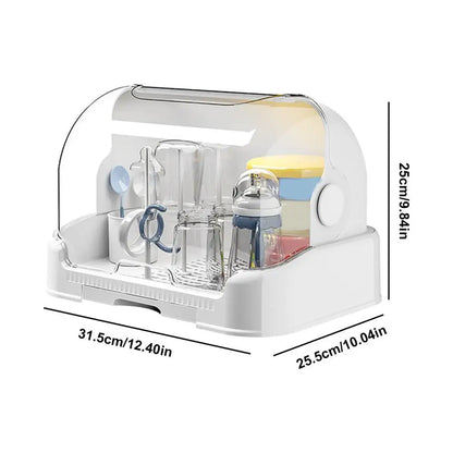 Baby Bottle Drying Rack With Removable Drip Tray Dustproof Bottle Storage Dust-proof Portable Baby Bottle Storage Box With Lid