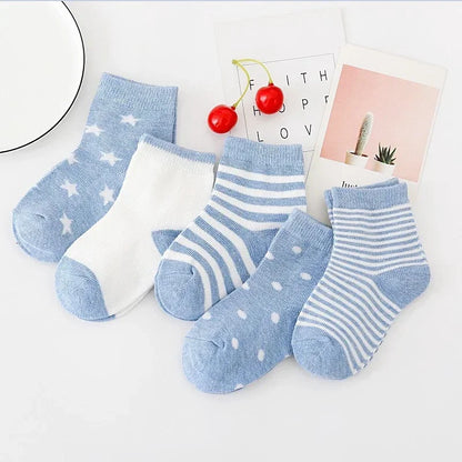 5Pairs Pure Cotton Animal Design Fadeless Soft Baby Socks