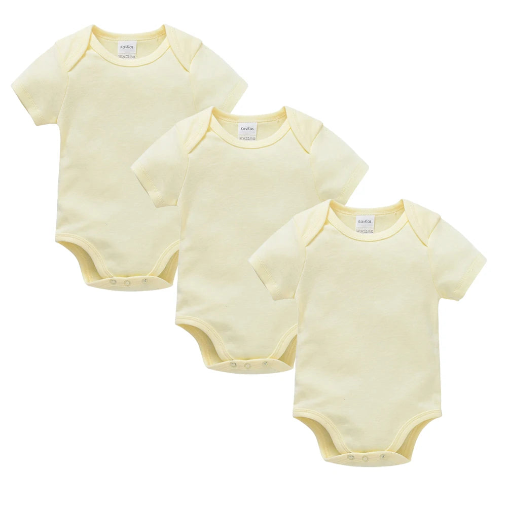 0-24 Months 3PCS 5PCS Unisex Baby Solid White Short Sleeve Cotton Bodysuits