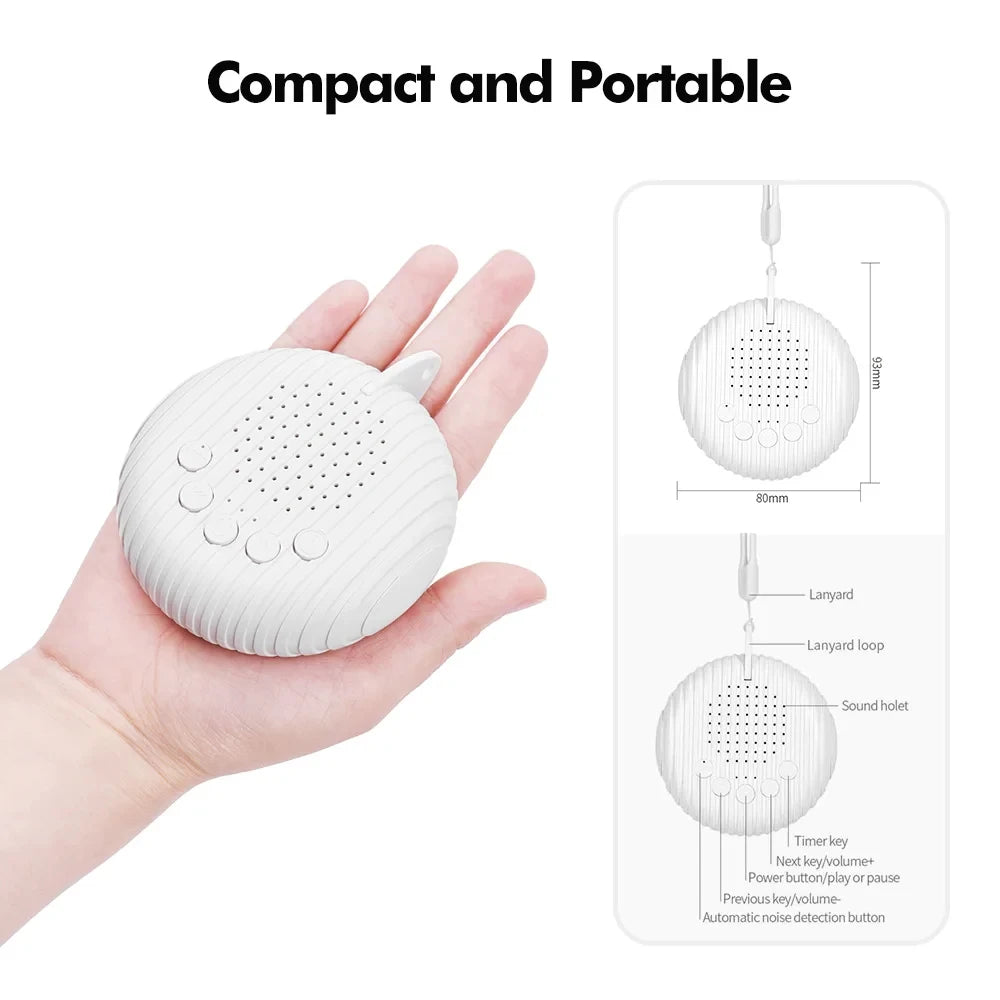 10 Songs White Noise Sound Machine Portable Baby Sleep Machine Soothing Sounds Volume Adjustable Built in Rechargeable BatteryQ3