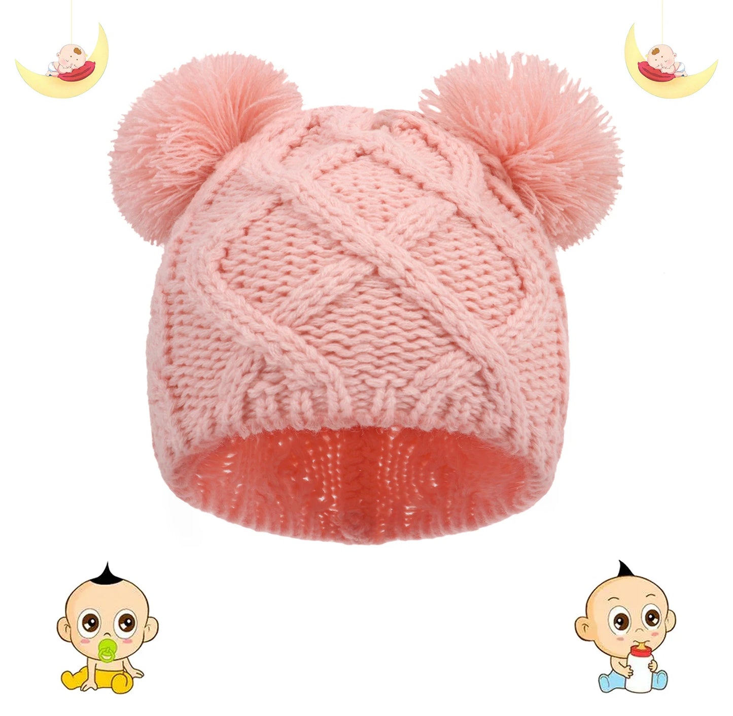 Newborn Winter Hat Crochet Solid Baby Bear Ear