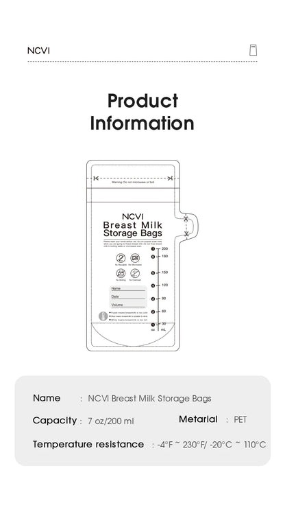 Breastmilk Storage Bags, 200ml Milk Freezer Bags for Breastfeeding, Temp-Sensing, Doubled-Sealed,Preservation Bag, BPA Free