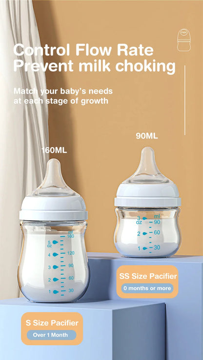 Anti-Choke Baby Bottle Newborn Glass Bottles 90/160ML Anti-flatulence Milk Feeding Bottles Infant BPA Free 0-3 Month