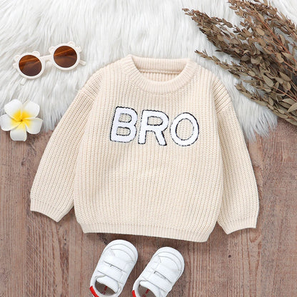 Casual Letter Knitted Baby Boy Sweater