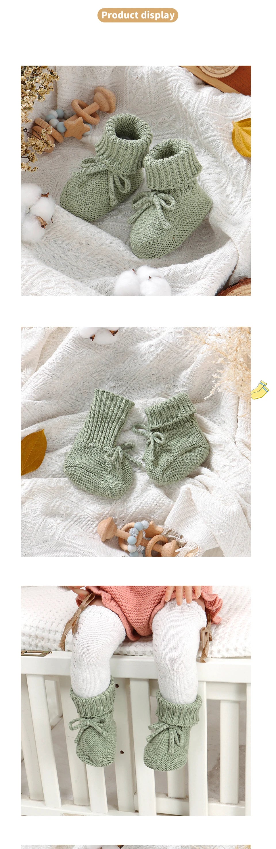 Baby  Solid Color Knitted Boots Soft Bottom