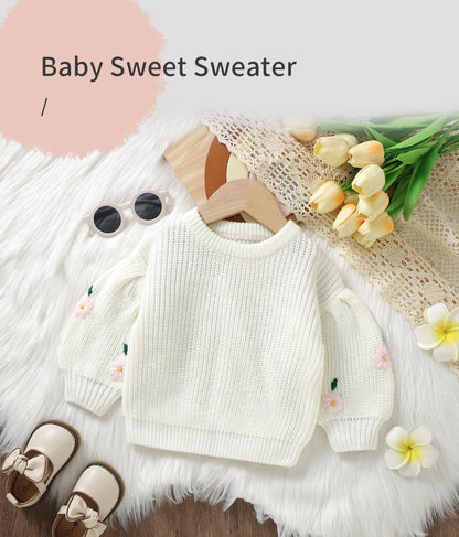 Baby Girl Casual Round Neck Long Sleeve Knitted Sweaters