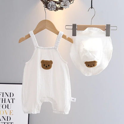 Sleeveless Baby Romper with Hat