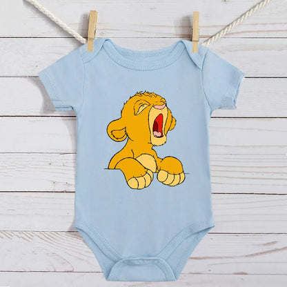 Unisex Baby Lion King Simba Cartoon Black Short Sleeve Cotton Bodysuit