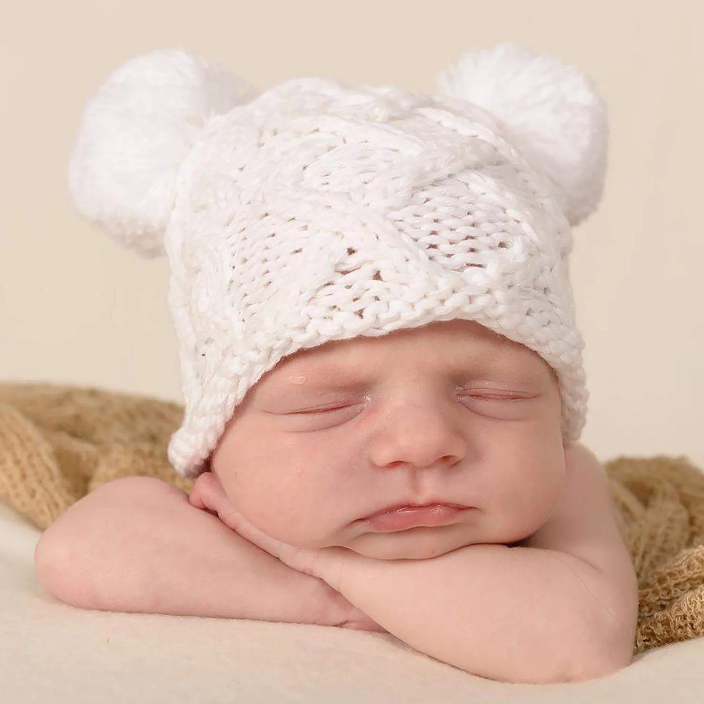 Newborn Winter Hat Crochet Solid Baby Bear Ear