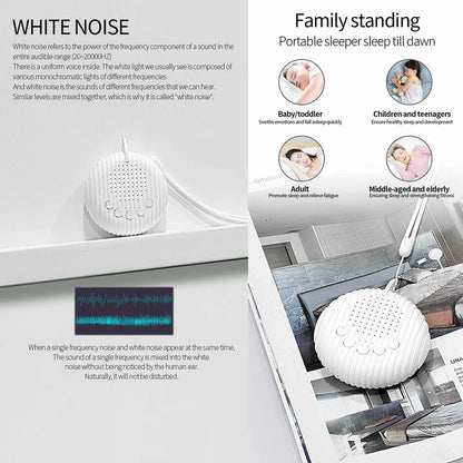 10 Songs White Noise Sound Machine Portable Baby Sleep Machine Soothing Sounds Volume Adjustable Built in Rechargeable BatteryQ3