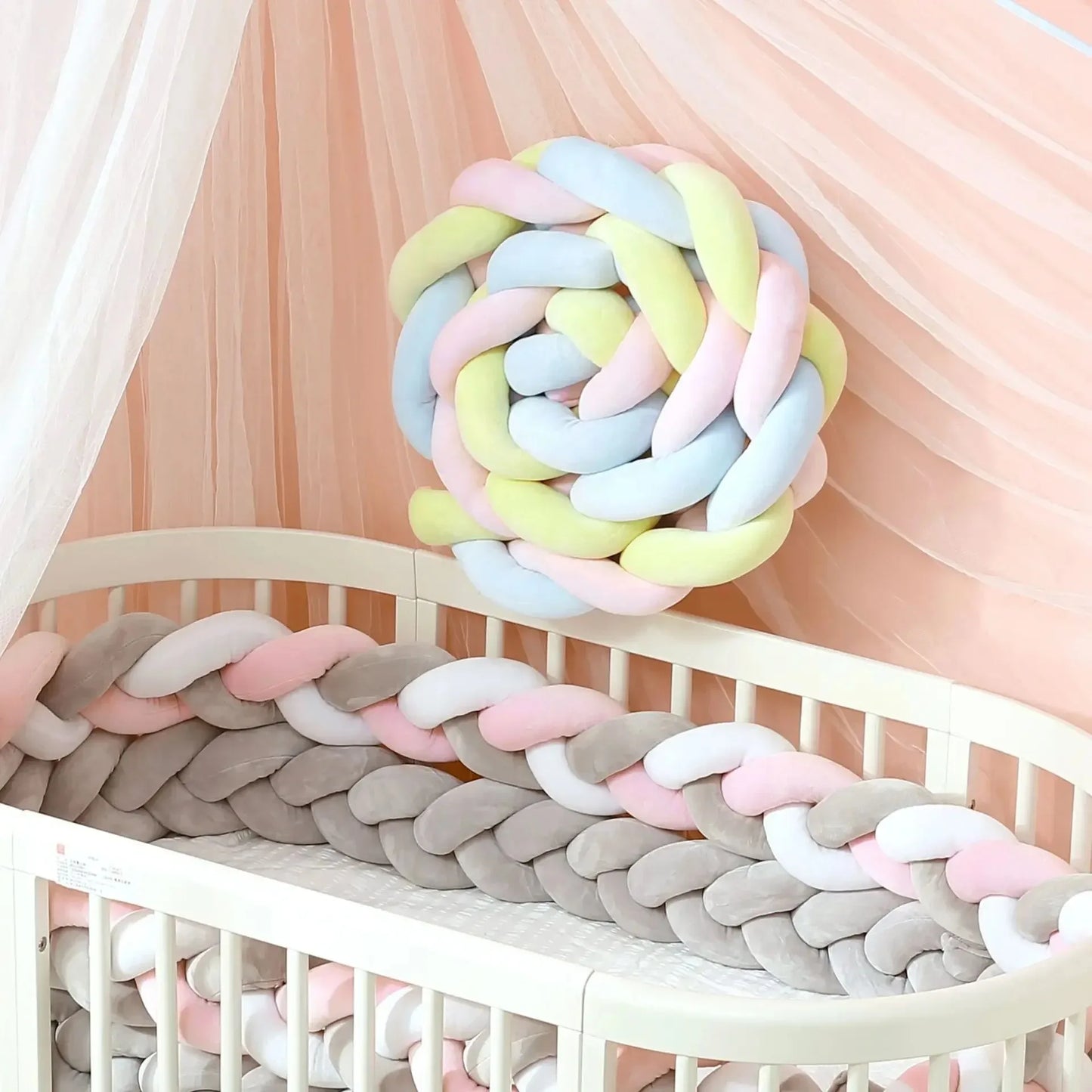 1M/2M/3M/4M Knot Braid Bumper Infant Cradle Cot Protector