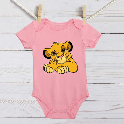 Unisex Baby Lion King Simba Cartoon Black Short Sleeve Cotton Bodysuit