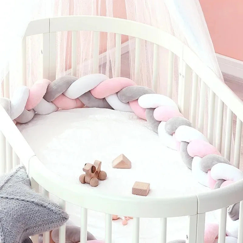 1M/2M/3M/4M Knot Braid Bumper Infant Cradle Cot Protector