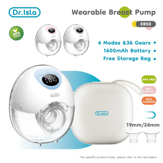 Wearable Electric Breast Pump 4 Modes 36 Suction Levels Hands Free Breast Pumps Milk Collector with 19/24mm Flange