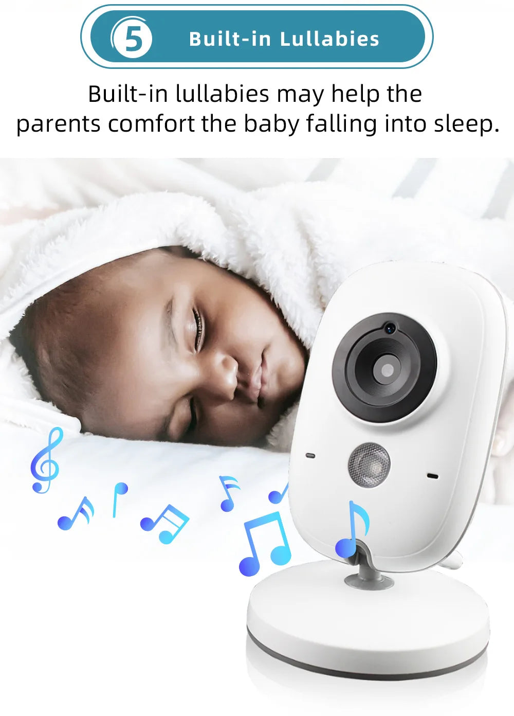 3.2 Inch Wireless Video Baby Monitor With Lullabies Auto Night Vision Two Way Intercom Temperature Monitoring Babysitter