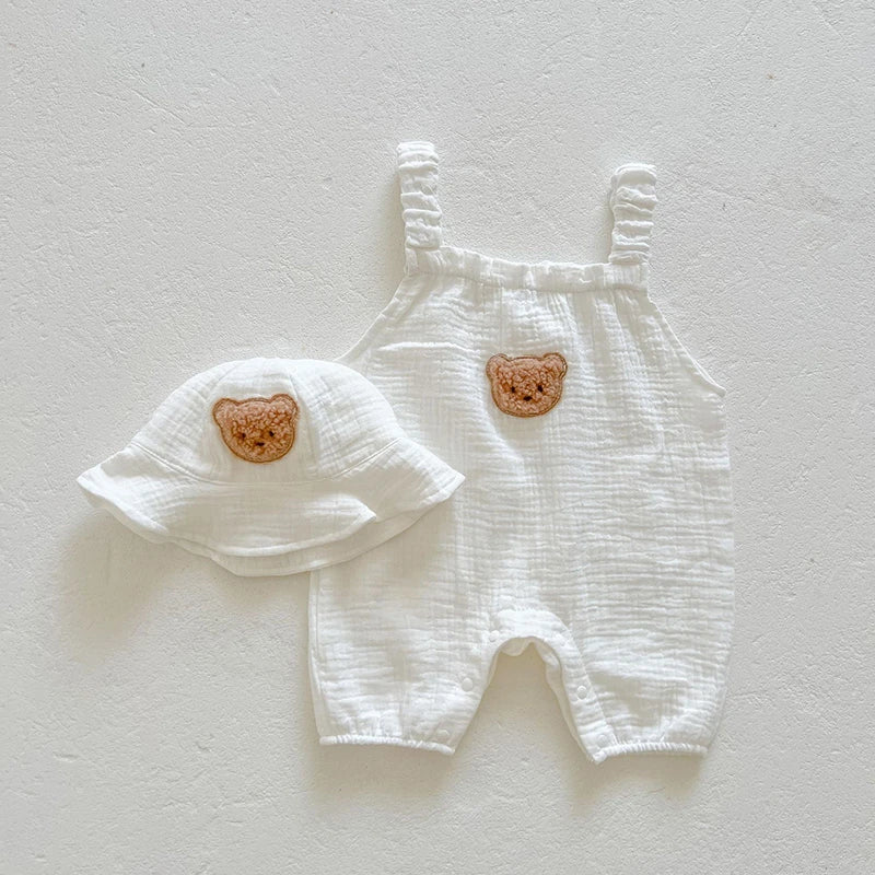 Sleeveless Baby Romper with Hat