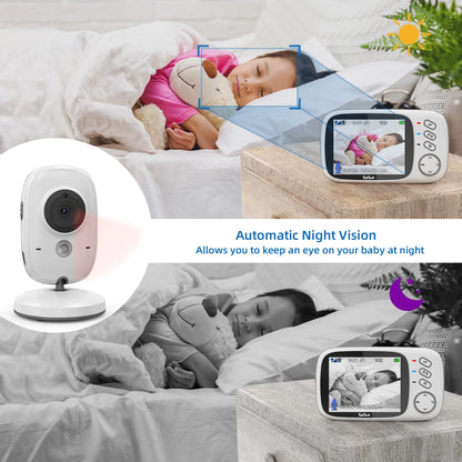 3.2 Inch Wireless Video Baby Monitor With Lullabies Auto Night Vision Two Way Intercom Temperature Monitoring Babysitter