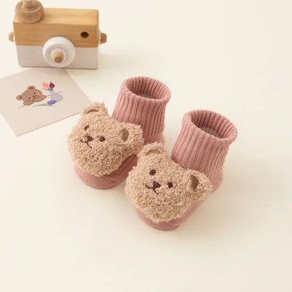 Unisex Cute Cartoon Bear Baby Socks Soft Cotton Anti Slip Soled