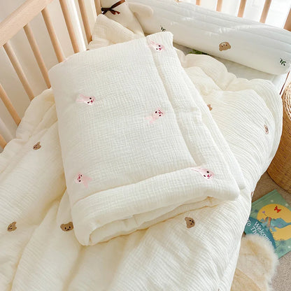 100% Cotton Baby Cartoon Bear Bunny Newborn Blanket 100*120CM