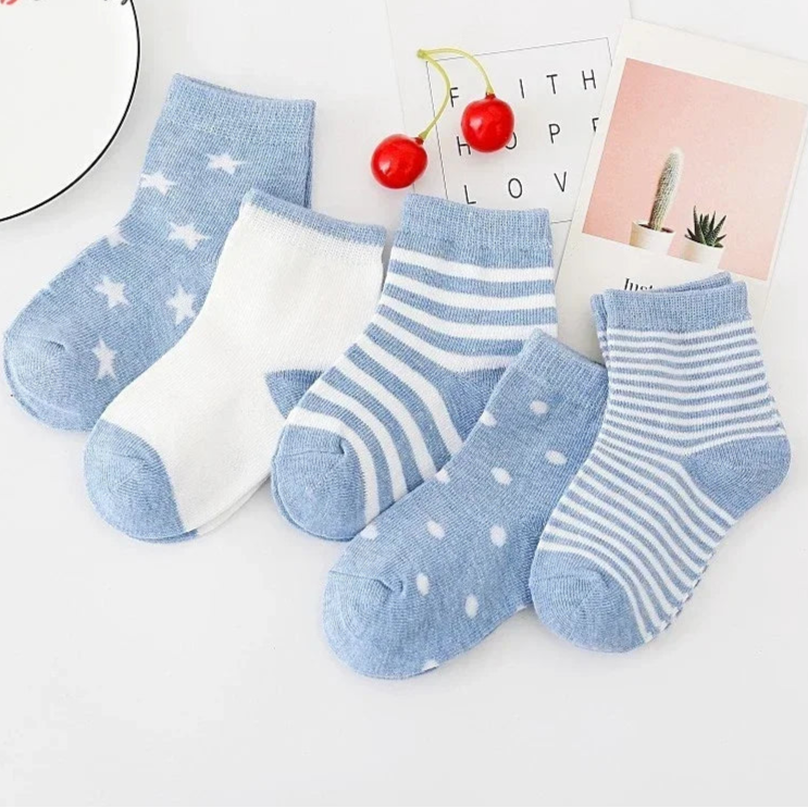 5Pairs Pure Cotton Animal Design Fadeless Soft Baby Socks