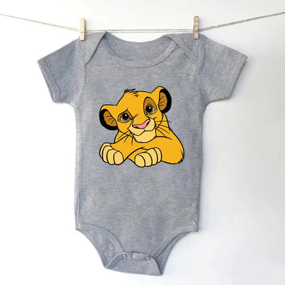 Unisex Baby Lion King Simba Cartoon Black Short Sleeve Cotton Bodysuit