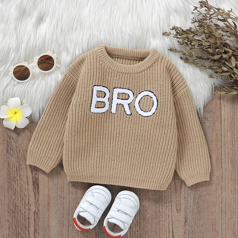 Casual Letter Knitted Baby Boy Sweater