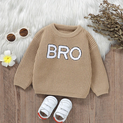 Casual Letter Knitted Baby Boy Sweater