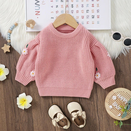 Baby Girl Casual Round Neck Long Sleeve Knitted Sweaters