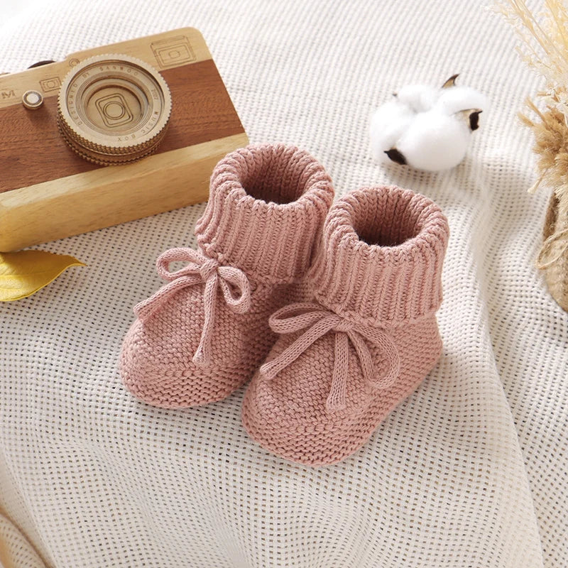 Baby  Solid Color Knitted Boots Soft Bottom