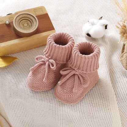 Baby  Solid Color Knitted Boots Soft Bottom