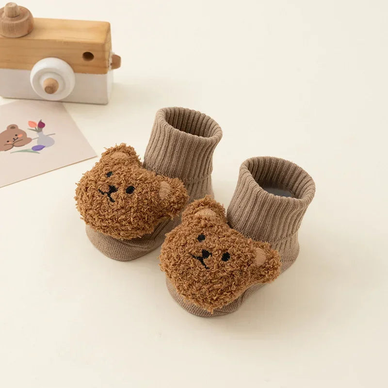 Unisex Cute Cartoon Bear Baby Socks Soft Cotton Anti Slip Soled