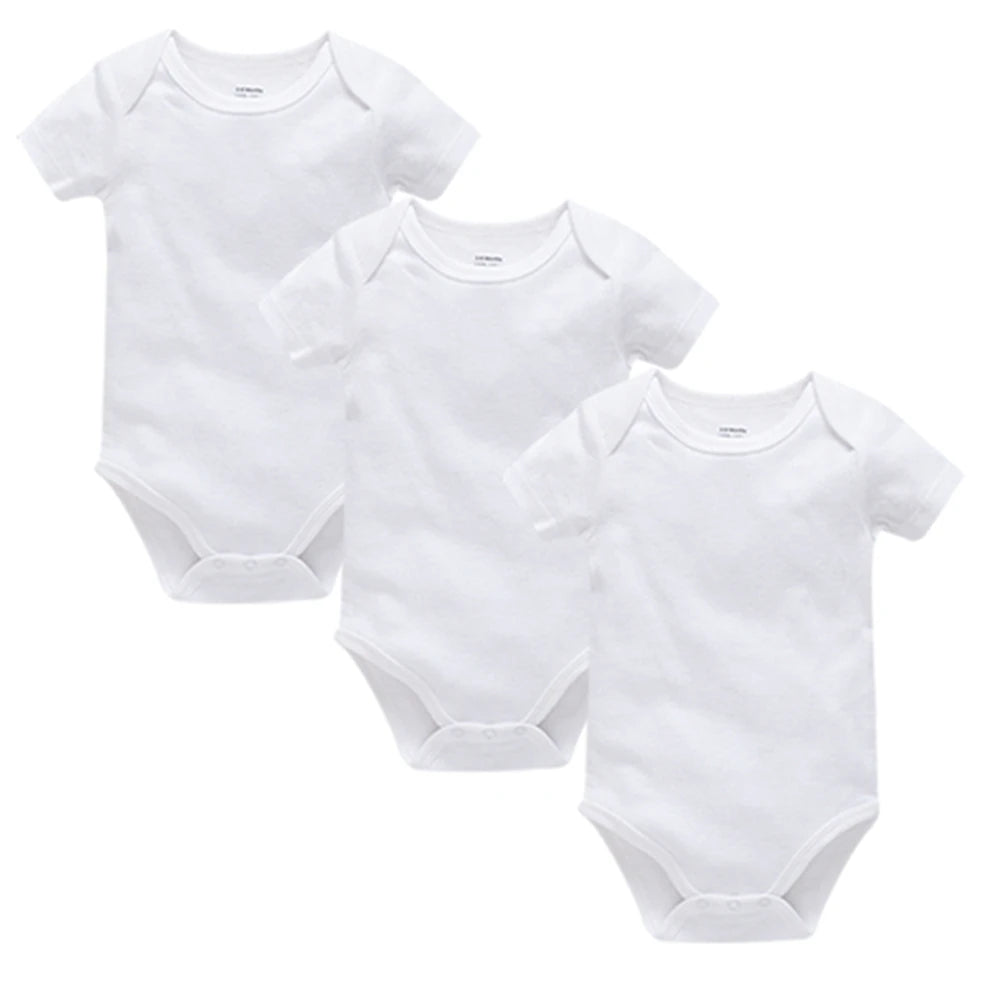 0-24 Months 3PCS 5PCS Unisex Baby Solid White Short Sleeve Cotton Bodysuits