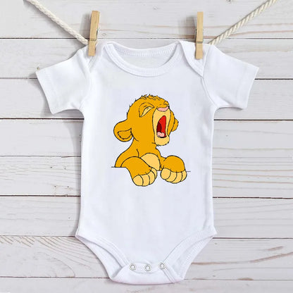 Unisex Baby Lion King Simba Cartoon Black Short Sleeve Cotton Bodysuit