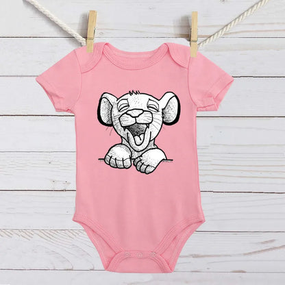 Unisex Baby Lion King Simba Cartoon Black Short Sleeve Cotton Bodysuit