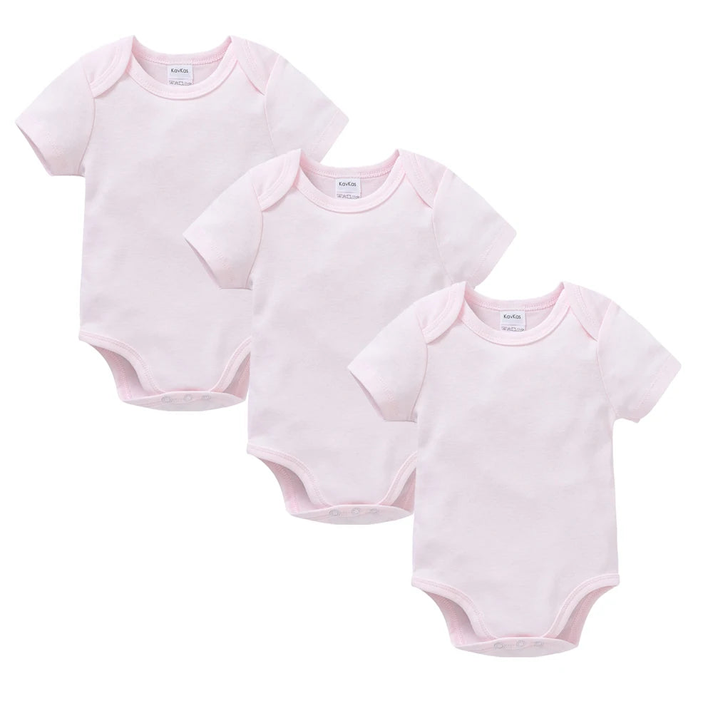 0-24 Months 3PCS 5PCS Unisex Baby Solid White Short Sleeve Cotton Bodysuits