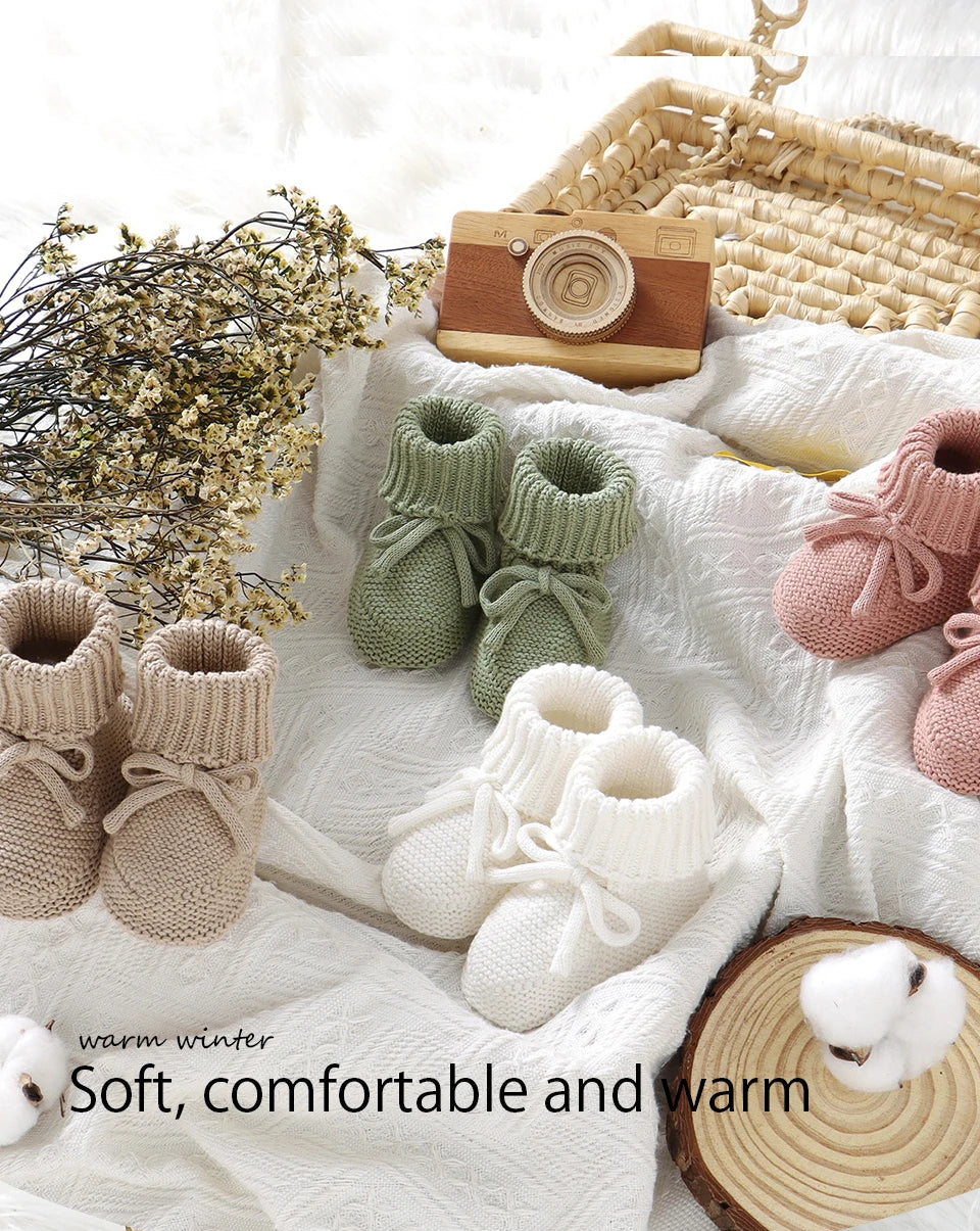 Baby  Solid Color Knitted Boots Soft Bottom