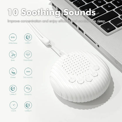 10 Songs White Noise Sound Machine Portable Baby Sleep Machine Soothing Sounds Volume Adjustable Built in Rechargeable BatteryQ3