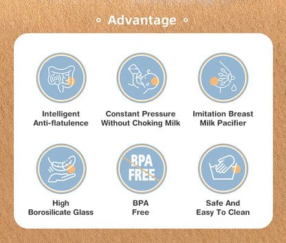 Anti-Choke Baby Bottle Newborn Glass Bottles 90/160ML Anti-flatulence Milk Feeding Bottles Infant BPA Free 0-3 Month