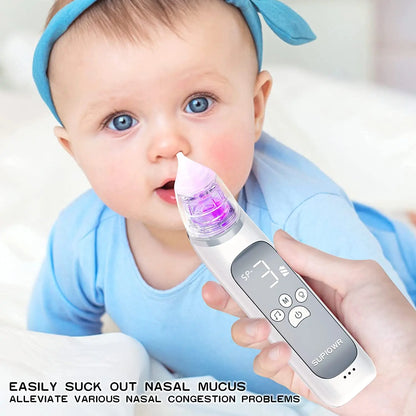 Baby Electric Nasal Aspirator Nose Suction Device with Food Grade Silicone Mouthpiece 3 Suction Modes and Soothing Music