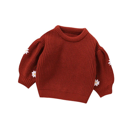 Baby Girl Casual Round Neck Long Sleeve Knitted Sweaters